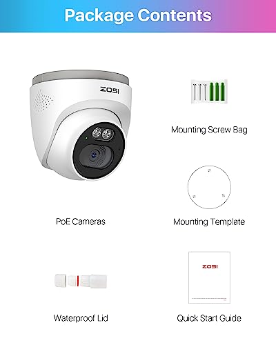 ZOSI C220 4MP QHD 2.5K Add-On PoE IP Camera Outdoor, 1440p Surveillance Outdoor Camera to Home Security System, Only Work with Our PoE NVR, 100ft IR Night Vision, AI Human Detection, One-Way Audio