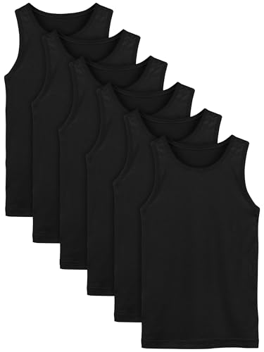Cooraby 6 Pack Toddler Tank Top Kids Undershirts Soft Undershirt for Boys and Girls Black