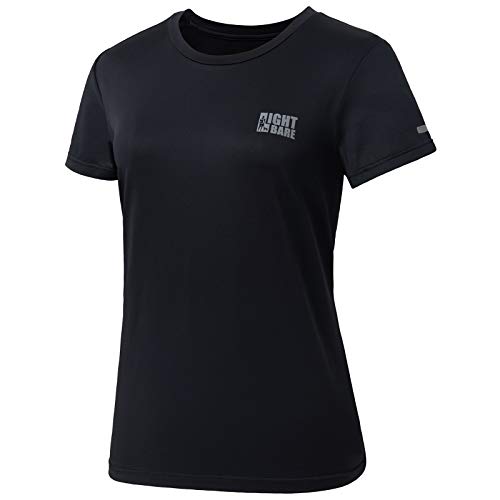 Lightbare Women’s UPF50+ Athletic Short Sleeve T-Shirts Lightweight Performance Shirt for Running Workout Sports Black