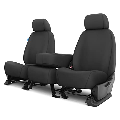 Covercraft - SS3344PCCH Custom-Fit Front Bench SeatSaver Seat Covers - Polycotton Fabric, Charcoal Black