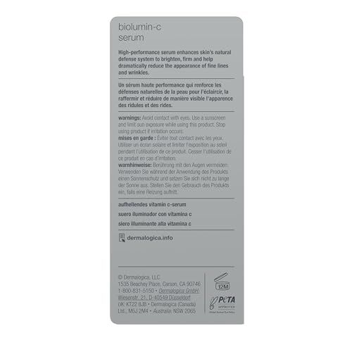 Dermalogica Biolumin-C Serum, Vitamin C Dark Spot Serum for Face with Peptide and AHA - Exfoliates and Reduces Sign of Skin Aging, 0.34 Fl Oz