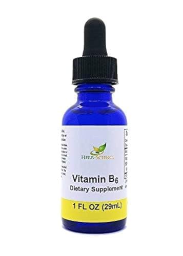 Herb-Science Liquid Vitamin B6 Drops - Pyridoxine Extract Dietary Supplement to Support Brain Function, Immunity, Nervous System, Heart Health, Metabolism - 500% DV, 36 Servings per Bottle - 1 fl. oz.