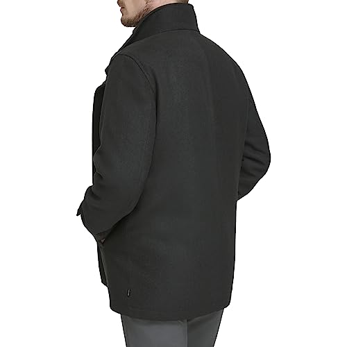 Dockers Men's Wool Melton Two Pocket Full Length Duffle Coat, Black