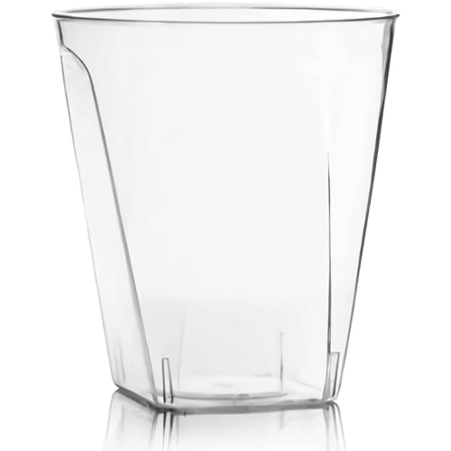 DecorLine Elegant Clear Square Cups - 2 oz (Pack of 20) - Premium Disposable Drinkware - Perfect for Parties and Celebrations