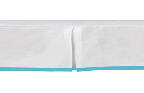 Bacati - Mix N Match White with Band at Bottom Crib Skirt Dust Ruffle (White/Aqua)