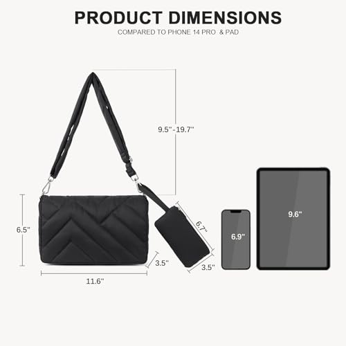 BOSTANTEN Quilted Crossbody Bags for Women Puffer Bag Designer Purse Lightweight Shoulder Handbags