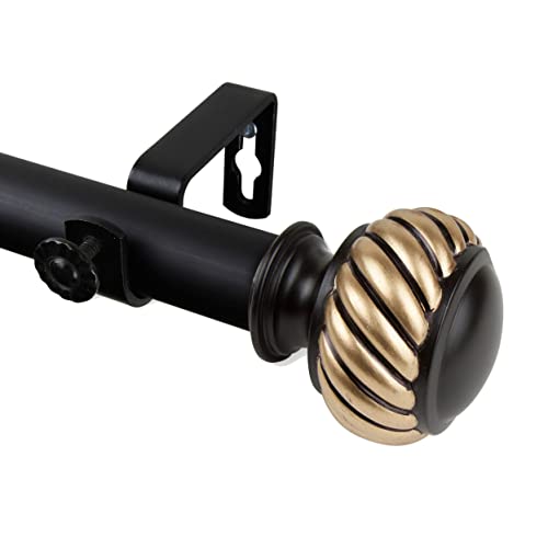 Rod Desyne 1" Baldir Curtain Rod, 28-48 inch, Black