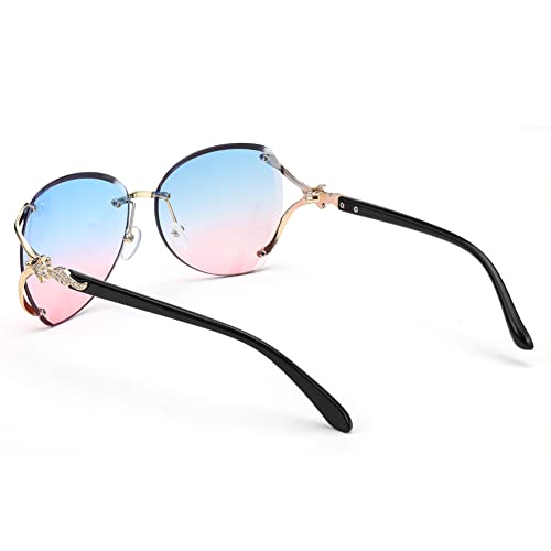 FEISEDY Classic Rimless Sunglasses Women Metal Frame Diamond Cutting Lens Ladies Large Fox Shades B4110