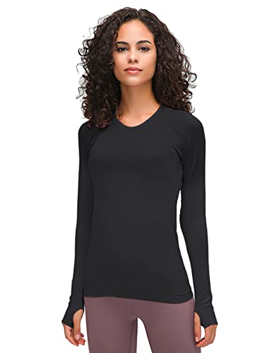 LUYAA Women Workout Tops Long Sleeve Shirts Yoga Sports Lightweight Breathable Gym Athletic Top Slim Fit