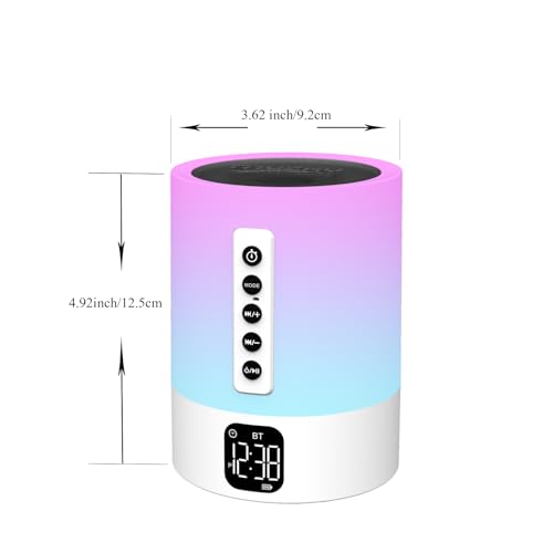 Alarm Clock Bluetooth Speaker, Night Light White Noise Machine Touch Bedside Lamp with Alarm Clock for Kids Multi-Color Changing Night Light Xmas Gifts for Teenage Girls Boys Women Teen Girl Gifts