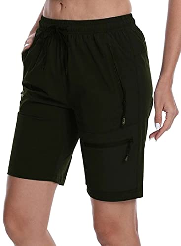 HOW'ON Women's Hiking Cargo Shorts Lightweight Quick Dry Summer Shorts for Travel Camping Athletic Golf with Zipper Pockets Dark Grey S