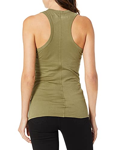 Enza Costa Women's Island Cotton Bold Sleeveless Racer Tank Top, Military, XS