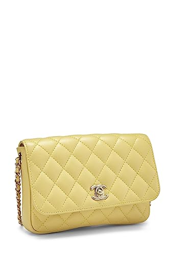 Chanel, Pre-Loved Yellow & White Quilted Lambskin Side Packs Bag, Multi