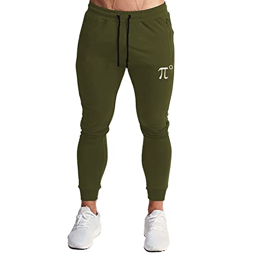 Wangdo Men's Joggers Sweatpants Gym Training Workout Pants Slim Fit with Zipper Pockets(Army Green-S)