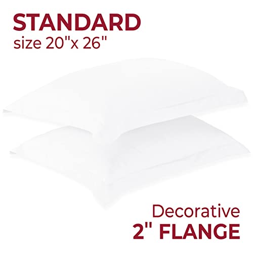 Mellanni Bed Sheet Set + 2 Pillow Shams Bundle&Save - Hotel Luxury Bedding Sheets & Pillowcases - Bundle Includes: 4pcs Bed Sheet Set and 2 Pillow Shams with 2" Flange (Queen, White)