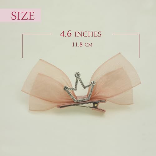 Nihao Baby HandmadePink Bows for Toddler Girls Baby Pearls Hair Clips-2PCS
