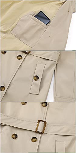 Chrisuno Dress Coats for Women Rain Trench Coat Mid Length Spring Abrigos Para Mujer Elegantes Double Breasted Water Resistant Windbreaker Classic Belted Lapel Overcoat Wine Red 2XL