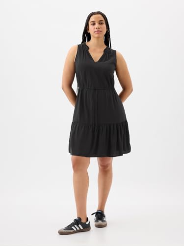 GAP Womens Sleeveless Split Neck Dress Black XL