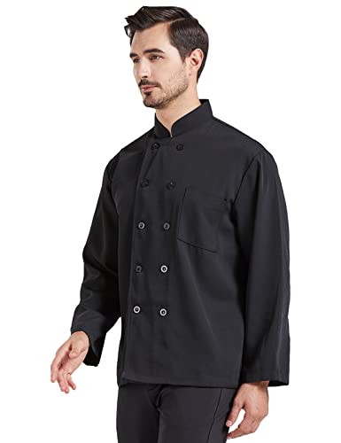 Nanxson Unisex Chef Coat Kitchen Short/Long Sleeve Chef Jacket for Men and Women CFM0001 LongBlackS
