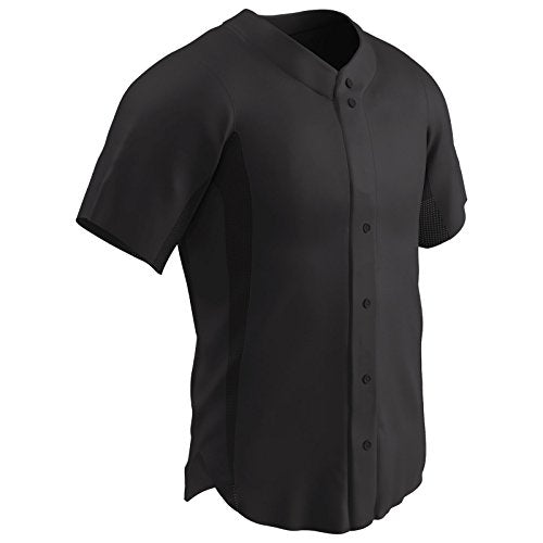 Champro Boys' Reliever Full Button Baseball Jersey, Black, Youth Small