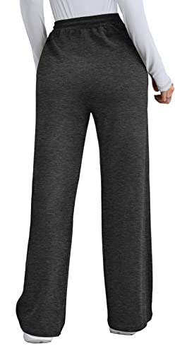 OFEEFAN Women's Pants Womens Wide Leg Sweatpants Womens Winter Pants with Pockets Dark Gray S