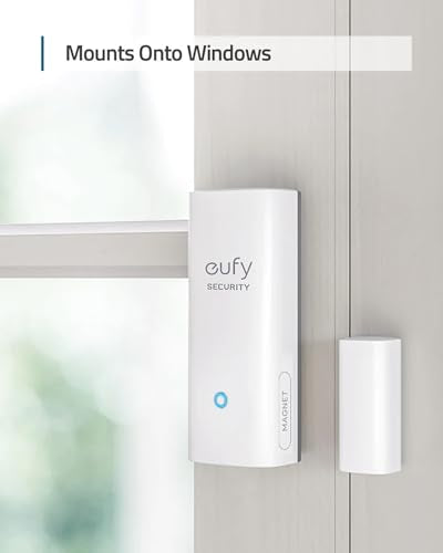 eufy Security Entry Sensor, Detects Opened and Closed Doors or Windows, Door Monitoring, Sends Alerts, Triggers Siren, 2-Year Battery Life, Indoor Use Only, Requires HomeBase, 24/7 Monitoring Optional