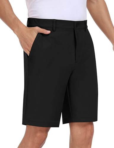 MoFiz Men's Stretch Golf Shorts 9" Quick Dry Lightweight Casual Work Shorts Hiking Shorts with Pockets Khaki