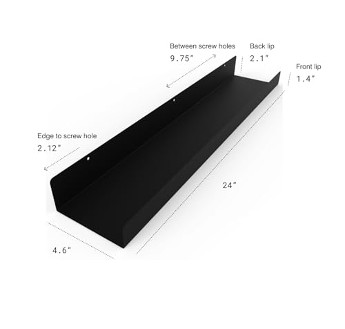 DIY CARTEL Made in USA Floating Metal Wall Shelf Picture Ledge - USA Manufactured Steel - Industrial Heavy Duty Modern Farmhouse Rustic Designed Shelf (36in White)