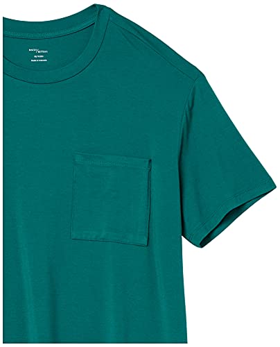 Amazon Essentials Women's Jersey Relaxed-Fit Short-Sleeve Crewneck Pocket T-Shirt (Previously Daily Ritual), Navy White Mini Stripe, Small