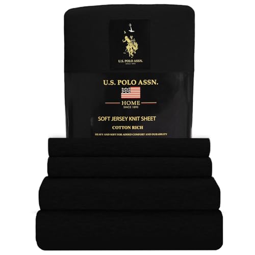 USPA Cotton-Rich Solid Jersey Knit Sheet Set