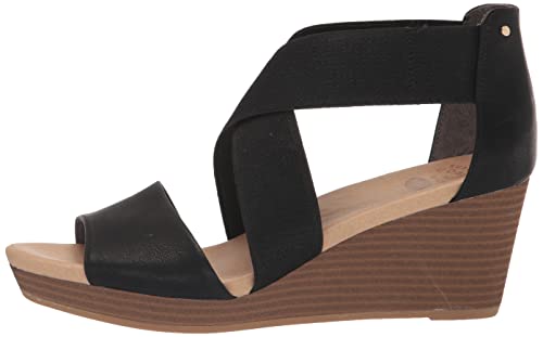 Dr. Scholl's Shoes Womens Barton Band Wedge Black Smooth 6 M