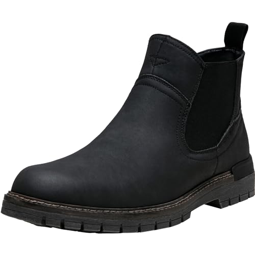 Jousen Chelsea Boots Casual Slip On Ankle Waterproof Mens Boots(AMY8119A black 09)