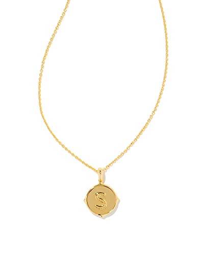 Kendra Scott Letter W 14k Gold-Plated Brass Disc Reversible Pendant Necklace in Iridescent Abalone, Fashion Jewelry for Women
