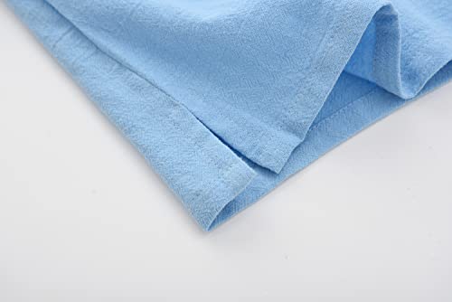 POBIDOBY Boy's T-shirt and Shorts Set Cotton Linen Summer Short Sleeve Children Two Pieces Clothing Sets (Blue, 4T, 4_years)