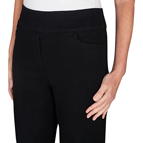 Alfred Dunner Womens Super Stretch Mid-Rise Short Length Pant, Black, Size 8