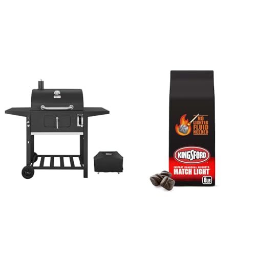 Royal Gourmet CD1824AC 24 Inch Charcoal Grill BBQ Outdoor Picnic, Patio Backyard Cooking, with Cover, Black