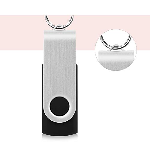 KOOTION 10 X 1GB USB Flash Drive 1gb Flash Drive Swivel Thumb Drive Memory Stick Keychain Design Black