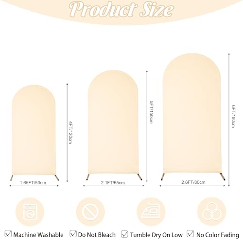 Spandex Fitted Wedding Arch Cover Set of 3 Arch Backdrop Cover, Round Top Chiara Backdrop Stand Covers for Wedding Birthday Party Baby Shower Banquet Arch Decoration (Sage Green, 5FT,6FT,6.6FT)