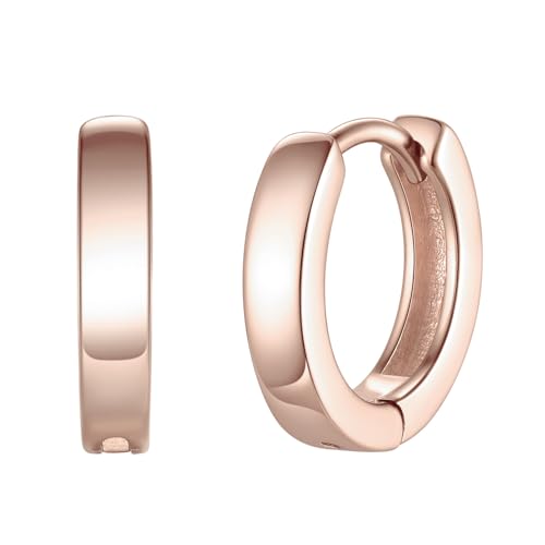 ChicSilver Women Spike Earrings Rose Gold Gold Plated Small Hoop Hypoallergenic Huggie Earrings Sterling Silver Plated Round Sleeper Earrings