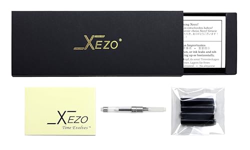 Xezo Speed Master Fountain Pen, Medium Nib, Matte Aqua Green with Tahitian Black Mother of Pearl. Chrome Plated. Lightweight Brass Body. No Two Alike