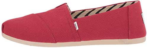 TOMS Women's Alpargata Recycled Cotton Canvas Loafer Flat, Red, 5