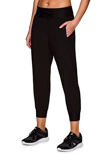 RBX Women's Ankle Length Quick Drying Woven Jogger Pant with Pockets Jgr Black S