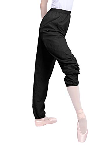 Daydance Black Teen Girls Dance Pants Ripstop Ballet Warm Up Perspiration Trousers