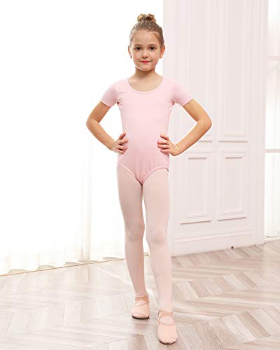 Stelle Leotard for Girls Toddler Ballet Leotards Dance Gymnastics Outfits with Bow Back (White, 5T)