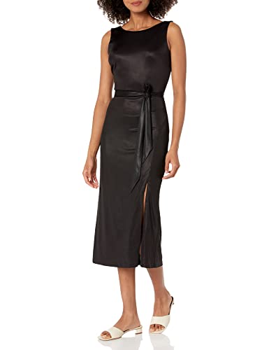 Dress the Population Women's Karlie Satin Jersey Midi Dress, Black, XX-Small