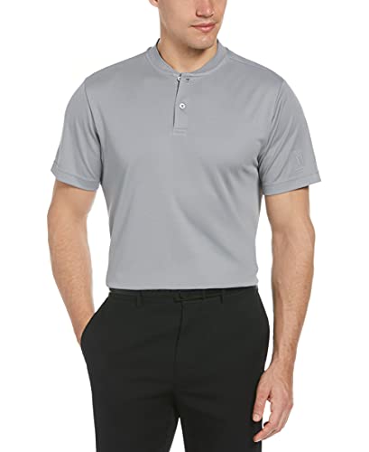 PGA TOUR Men's Pique Short Sleeve Golf Polo Shirt with Casual Collar, Sleet, 3X Large