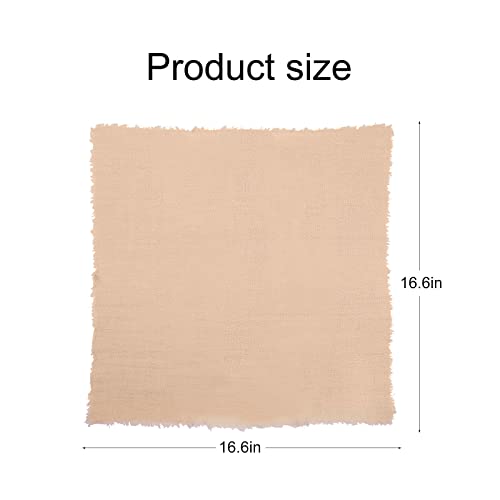 Handmade Cloth Napkins Set of 6, 100% Cotton Dinner Napkins with Fringe, 18 x 18 Inch Reusable Soft Napkins for Party,Weddings,Christmas,Thanksgiving Day,Halloween Celebration(White)