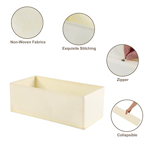 Coorganisers 6 Pack Dresser Organizers - Drawer Organizers for Clothing & Baby, Woven-Fabric Storage Drawers (Beige
