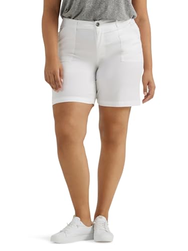 Lee Women's Plus Size Ultra Lux Comfort with Flex-to-Go Utility Bermuda Short, Bright White