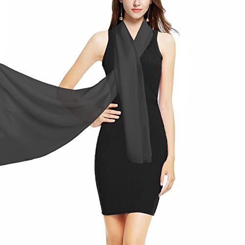 tagunop Chiffon Shawls and Wraps for Evening Dresses Soft Scarves for Bridal Wedding Party Womens Accessories Gift for Her Black